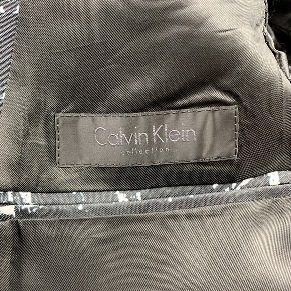 CALVIN KLEIN COLLECTION Size 40 Black & White Print Polyester Sport Coat - Picture 6 of 6